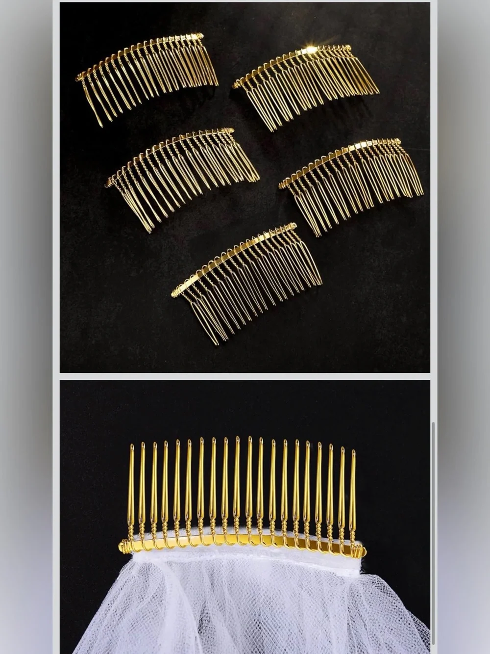 $2 w/ bundle-Set of Gold Combs - gold color